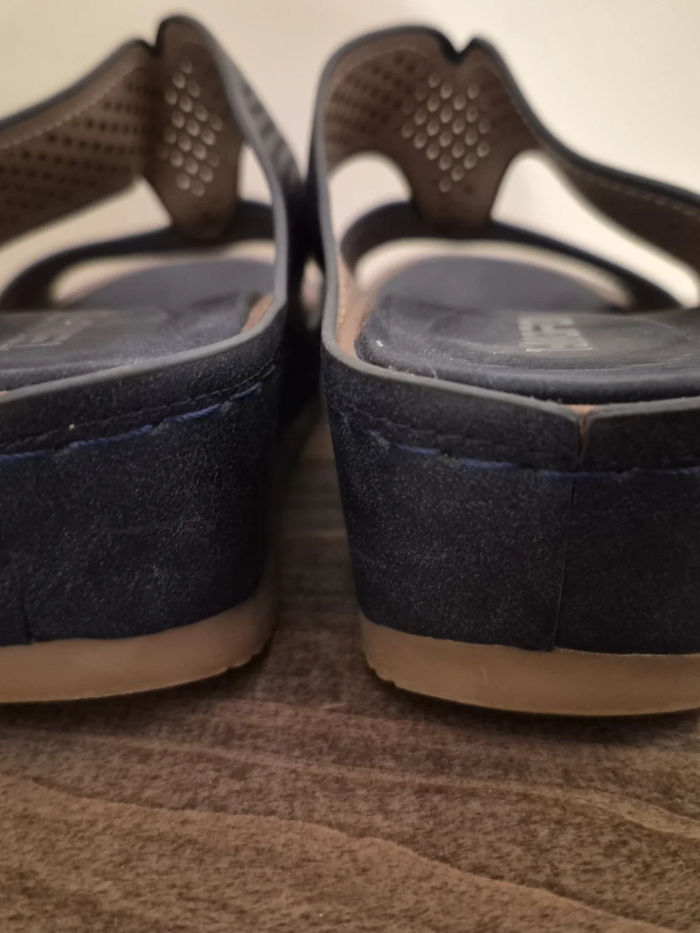 Woman's Navy Perforated Slide Sandals